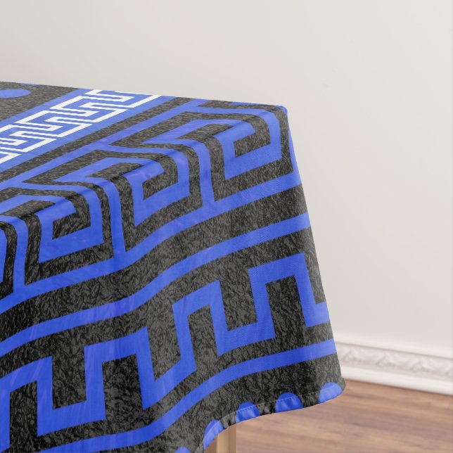 Traditional Greek Meander Pattern Tablecloth (In Situ)