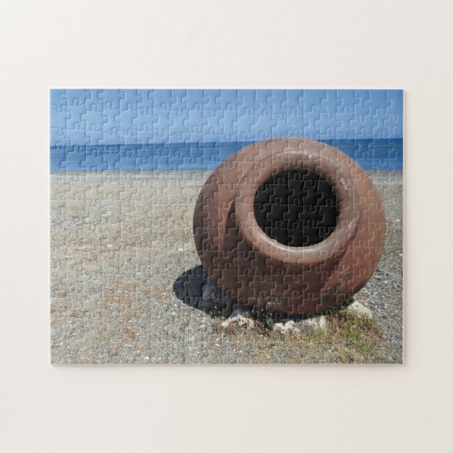 Traditional Greek Terracotta Pot on the Beach Jigsaw Puzzle (Horizontal)