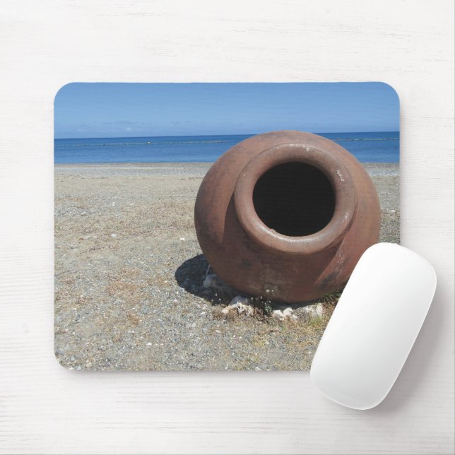 Traditional Greek Terracotta Pot on the Beach Mouse Pad (With Mouse)