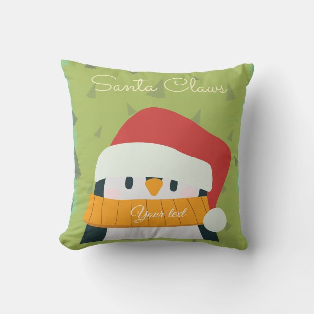 Traditional green and red pillow Santa  (Front)