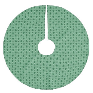 Traditional Green Christmas Trees & Reindeer   Brushed Polyester Tree Skirt