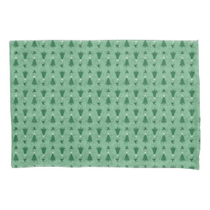 Traditional Green Christmas Trees & Reindeer Pillowcase