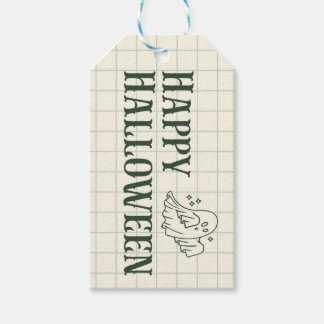 Traditional Green Ghost Happy Halloween Tags