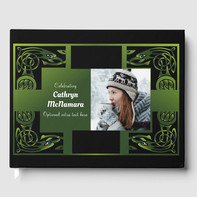 Traditional Green Irish Celtic Design Guest Book (Front)