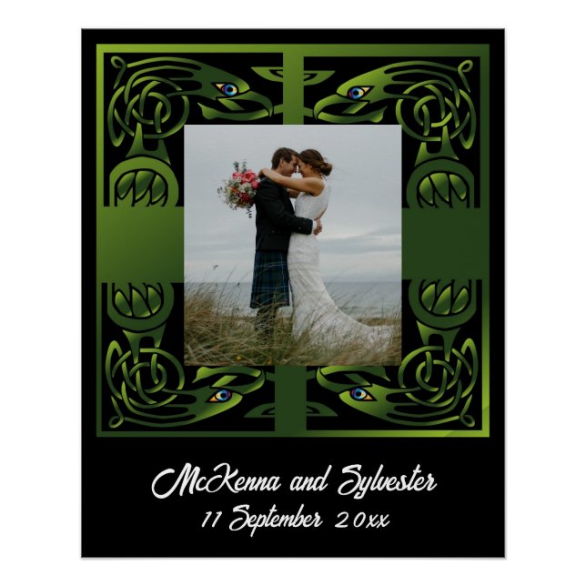 Traditional Green Irish Celtic Design    Poster (Front)