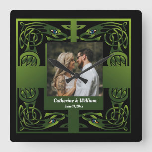 Traditional Green Irish Celtic     Square Wall Clo Clock