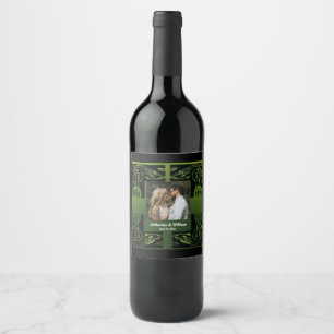 Traditional Green Irish Celtic Wine Label
