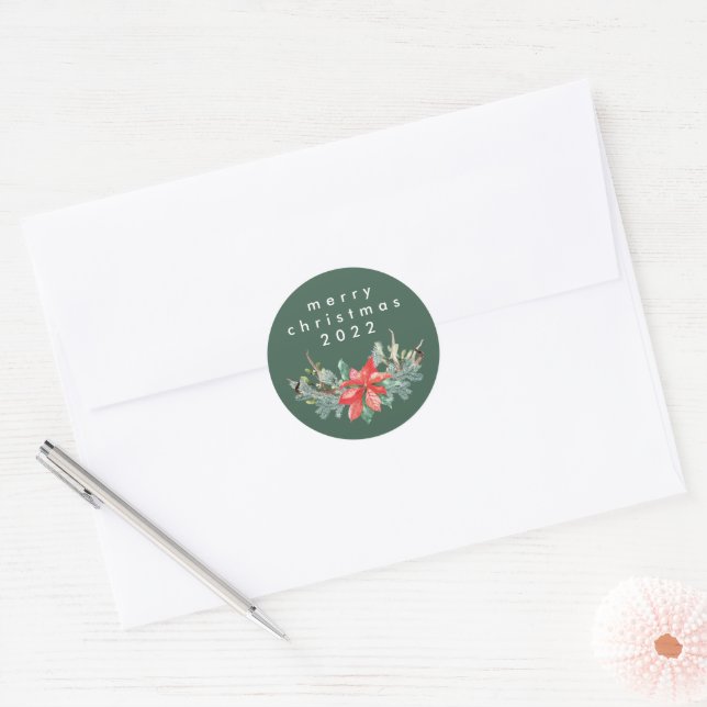 Traditional Green Merry Christmas Envelope Seal (Envelope)