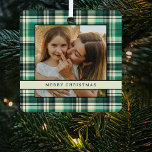 Traditional Green Plaid 2 Photo Christmas Tree Metal Ornament<br><div class="desc">Celebrate the holiday season with a unique, double-sided ornament for your Christmas tree! This special, personalized decoration features two photos, one on each side, framed in traditional Christmas green plaid and topped with a template greeting, your family name, and the date. Make your tree stand out with this one-of-a-kind ornament!...</div>