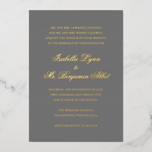 Traditional Grey Formal Elegant Wedding (Front)