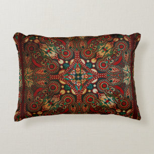 Traditional grunge ornamental floral paisley banda accent pillow