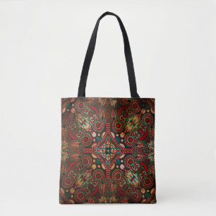 Traditional grunge ornamental floral paisley banda tote bag