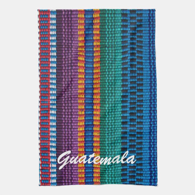 Traditional Guatemala fabric weave custom text Kitchen Towel (Vertical)