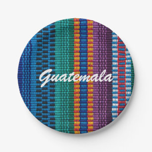 Traditional Guatemala fabric weave custom text Paper Plate