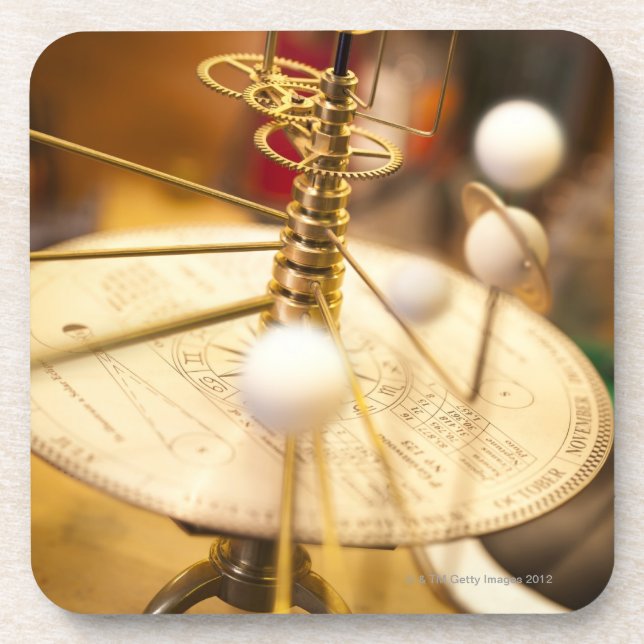 Traditional handcrafted brass orrery with the coaster (Front)