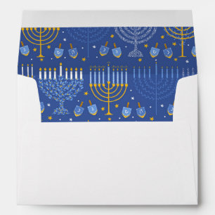 Traditional Hanukkah Menorah Custom Return Address Envelope