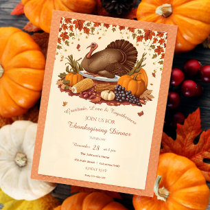 Traditional Harvest Feast Thanksgiving Dinner Invitation