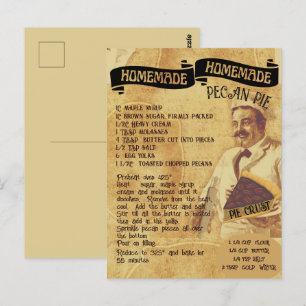 Traditional Holiday Pecan Pie Recipe Postcard