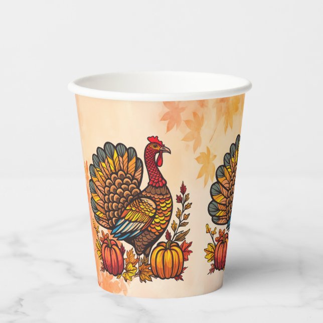 Traditional Holiday Thanksgiving Paper Cups (Front)