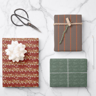 Traditional Holiday themed Wrapping Paper Sheet