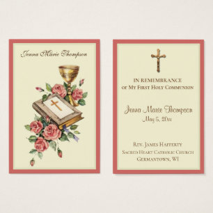 Traditional Holy Card Chalice First Holy Communion