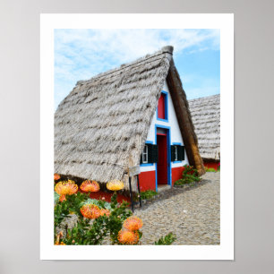 Traditional house in Santana, Madeira Poster