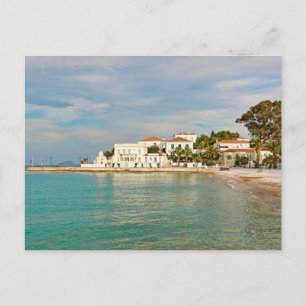Traditional houses in the town of Spetses island, Postcard