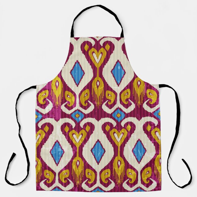 Traditional ikat fabric seamless pattern apron (Front)