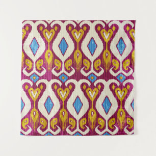 Traditional ikat fabric seamless pattern tapestry