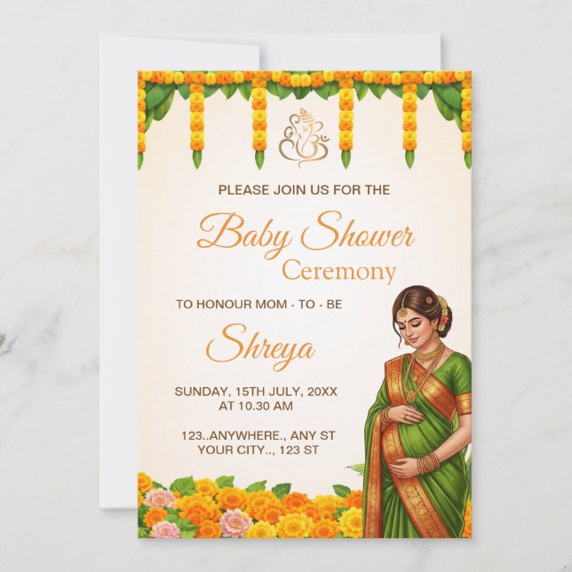 Traditional Indian Baby Shower Invitation (Devant)