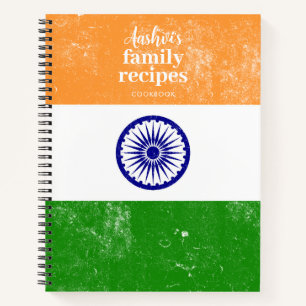 Traditional Indian Flag Family Recipe Cookbook  Notebook