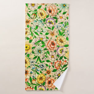 Traditional Indian floral pattern Bath Towel