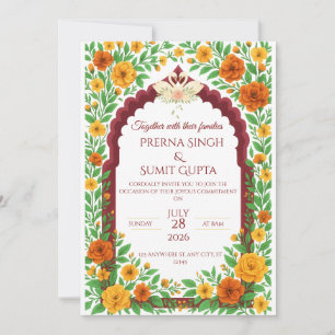 Traditional Indian Floral Wedding Invitation 