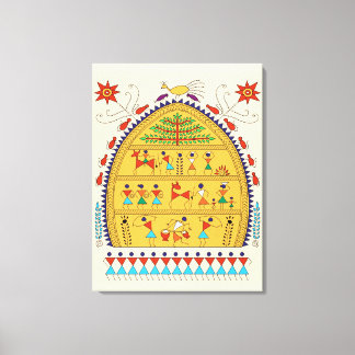 Traditional Indian Folk Art Canvas – Handcrafted Print