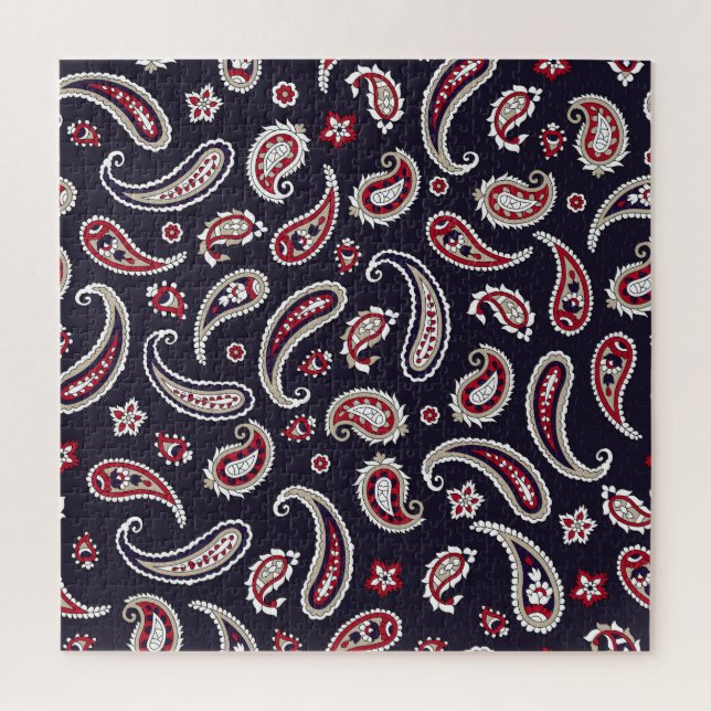 Traditional Indian paisley, navy pattern. Jigsaw Puzzle (Vertical)