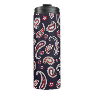 Traditional Indian paisley, navy pattern. Thermal Tumbler