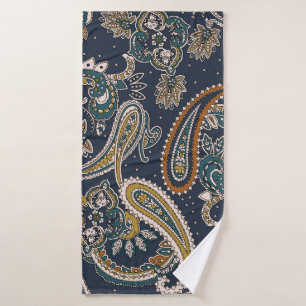 Traditional Indian Paisley pattern on backgroundpa Bath Towel