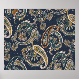 Traditional Indian Paisley pattern on backgroundpa Poster