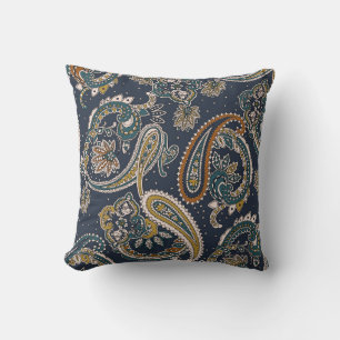 Traditional Indian Paisley pattern on backgroundpa Throw Pillow