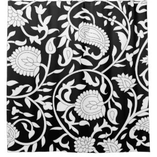 Traditional indian paisley pattern on black and wh