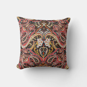 traditional indian paisley pattern throw pillow