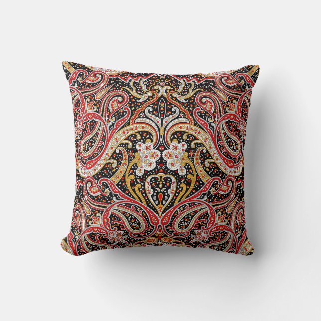 traditional indian paisley pattern throw pillow (Front)