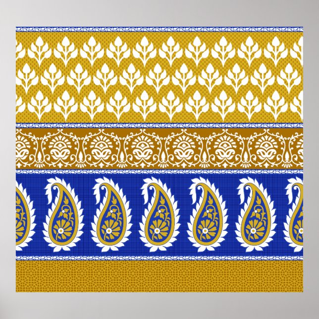 Traditional Indian paisley, seamless border Poster (Front)