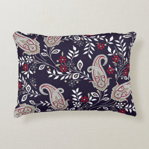 Traditional Indian paisley, seamless pattern. Accent Pillow