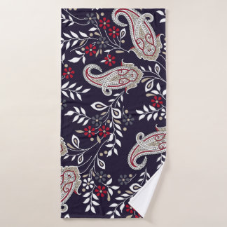 Traditional Indian paisley, seamless pattern. Bath Towel