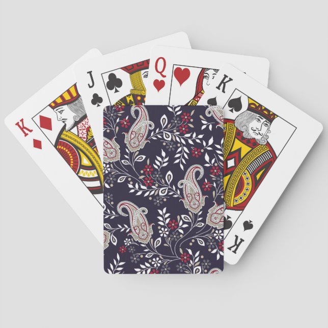 Traditional Indian paisley, seamless pattern. Playing Cards (Back)