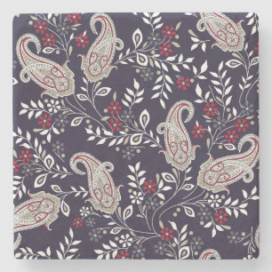 Traditional Indian paisley, seamless pattern. Stone Coaster