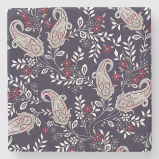 Traditional Indian paisley, seamless pattern. Stone Coaster