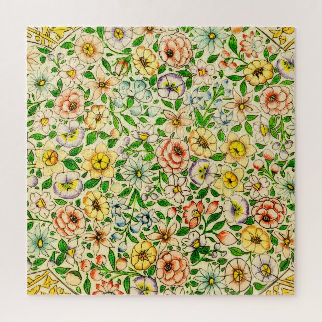Traditional Indian Spring Floral Design Jigsaw Puzzle (Vertical)