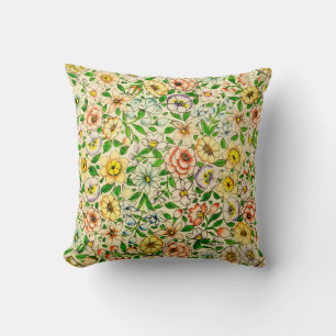 Traditional Indian Spring Floral Design Throw Pillow